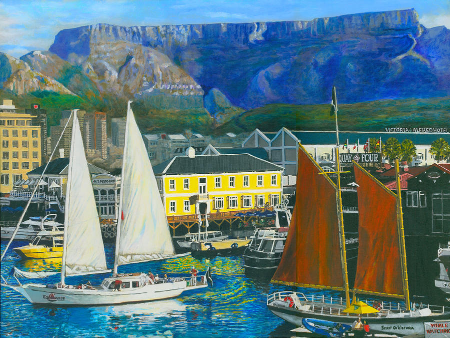 Boat Painting - Four Sails in Cape Town by Michael Durst