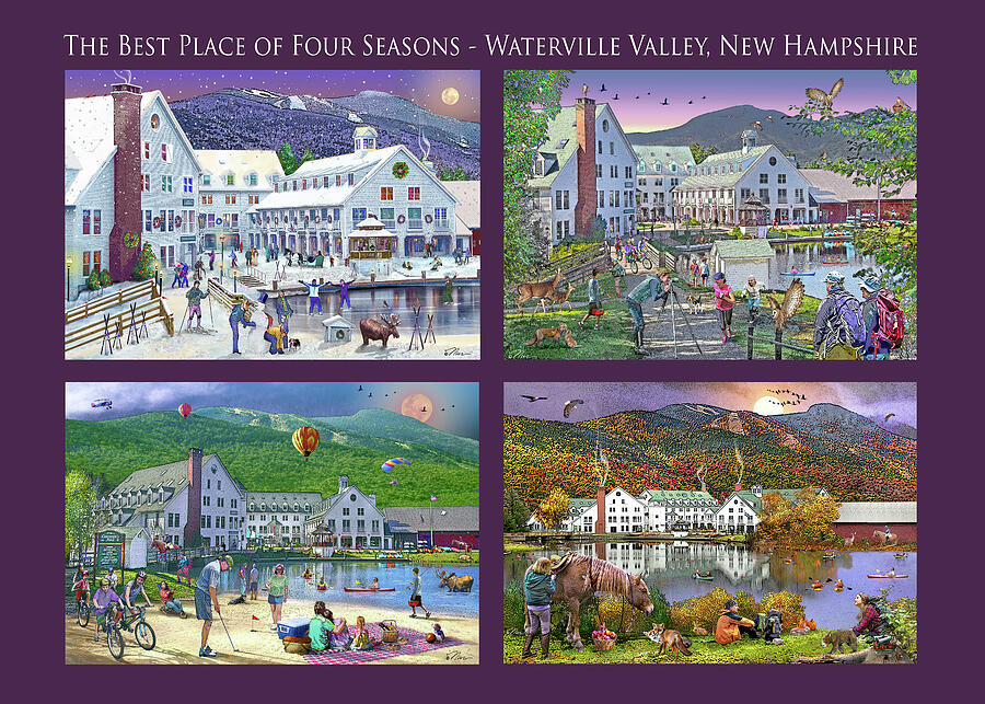 Four Seasons at Waterville Valley, New Hampshire Digital Art by Nancy Griswold