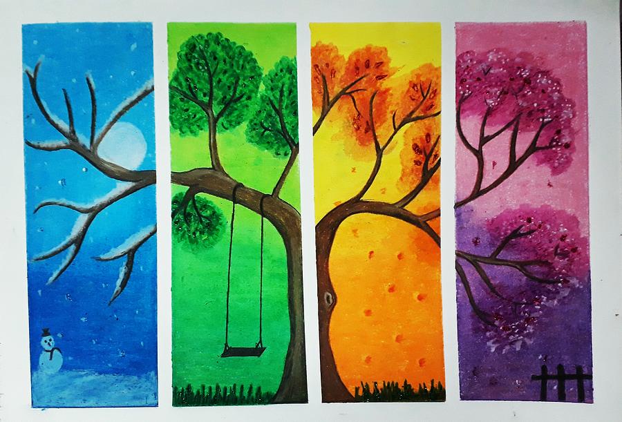Four seasons Drawing by Sheenu Jain