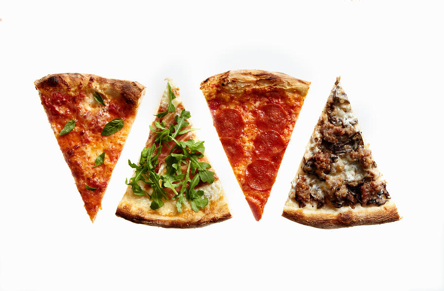 Four Slices of Pizza with Variety of Toppings Photograph by Maren Caruso