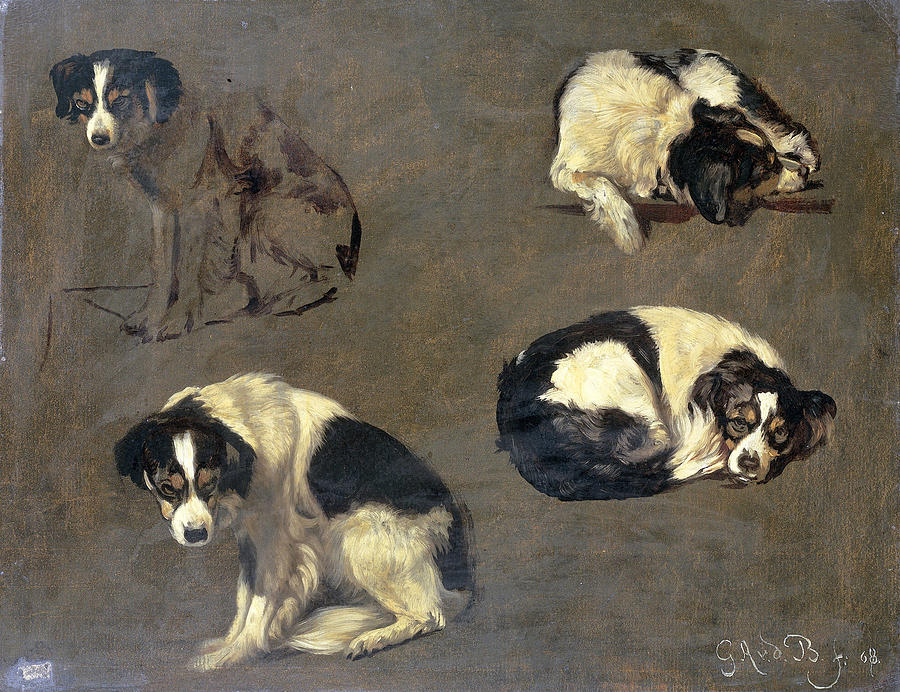 Four Studies of a Dog Painting by Guillaume Anne van der Brugghen