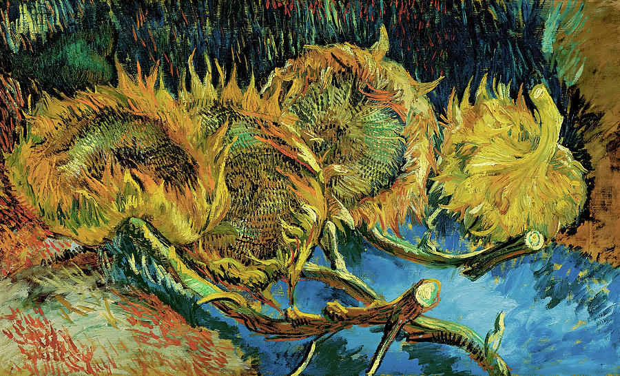 Four sunflowers gone to Seed, 1887 Painting by Vincent Van Gogh - Fine ...