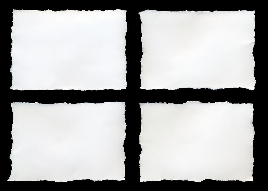 Four torn pieces of paper on a black background Photograph by Tolga TEZCAN