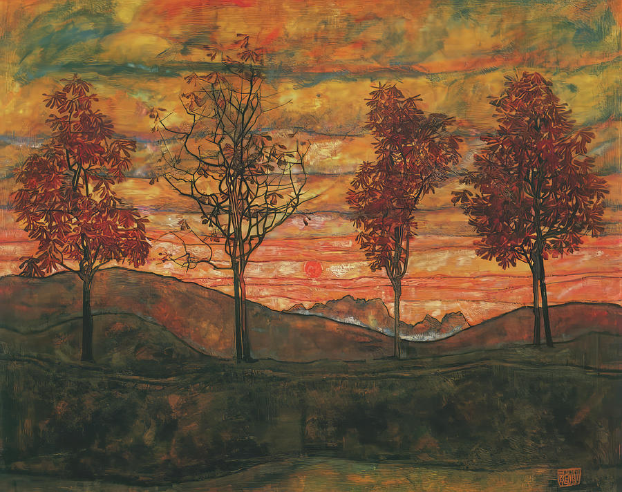 Four Trees 1917 Painting by Egon Schiele - Fine Art America