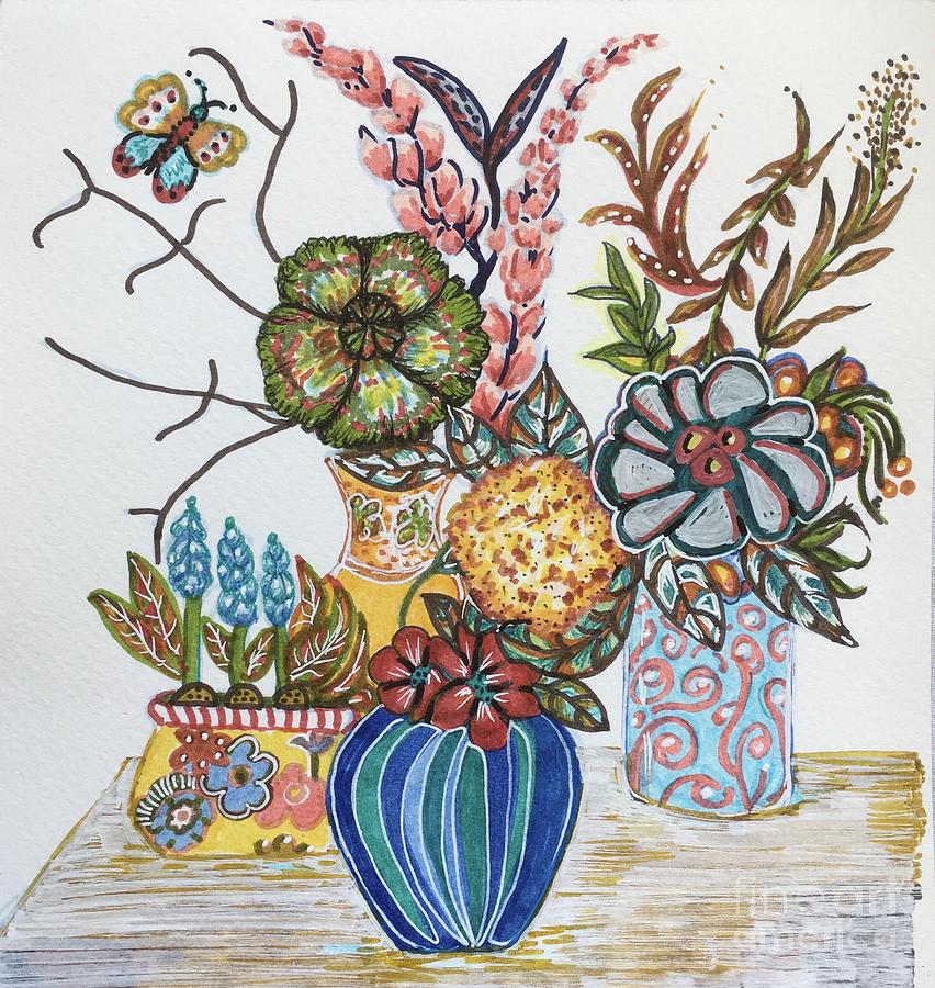Four Vases Painting by Melin Baker