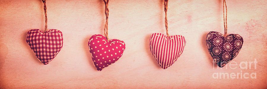 Four vintage hearts Photograph by Delphimages Photo Creations