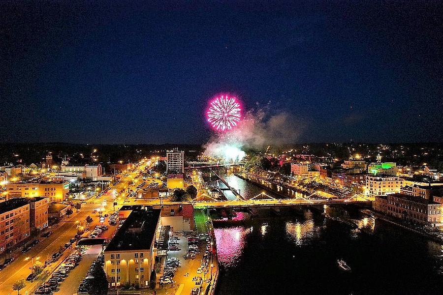 Fourth of July Fireworks over Oswego Photograph by Wayne Kirby Pixels