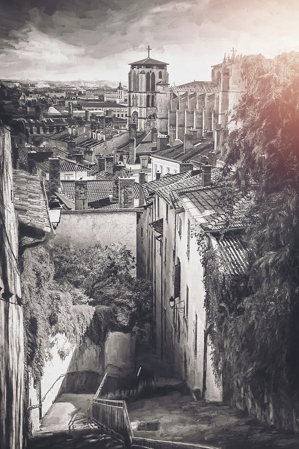 Fourviere Hill to Vieux Lyon France Vintage  Photograph by Carol Japp