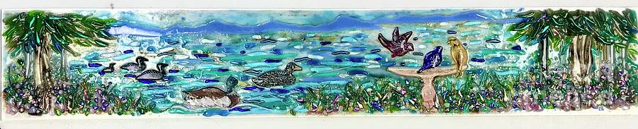 Fowl at play Glass Art by Margaret Donat