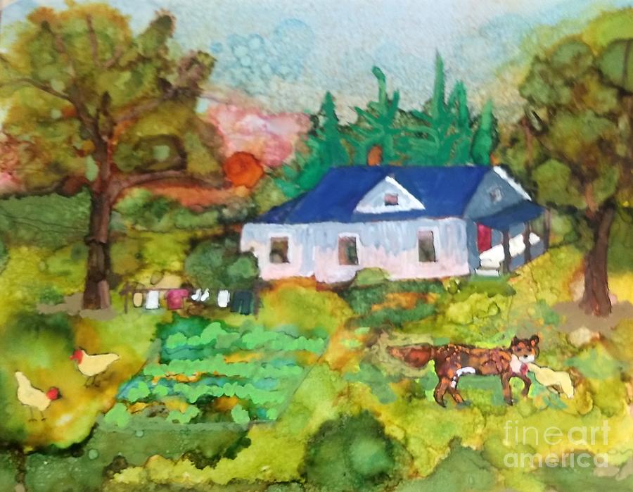 Fox and Hens Painting by Constance Gehring
