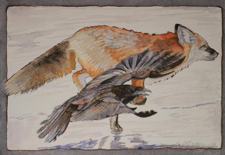Raven Painting - Fox And Raven by Susie Gordon