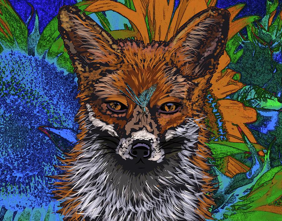 Fox and the Dragonfly Drawing by Tina Jost - Pixels