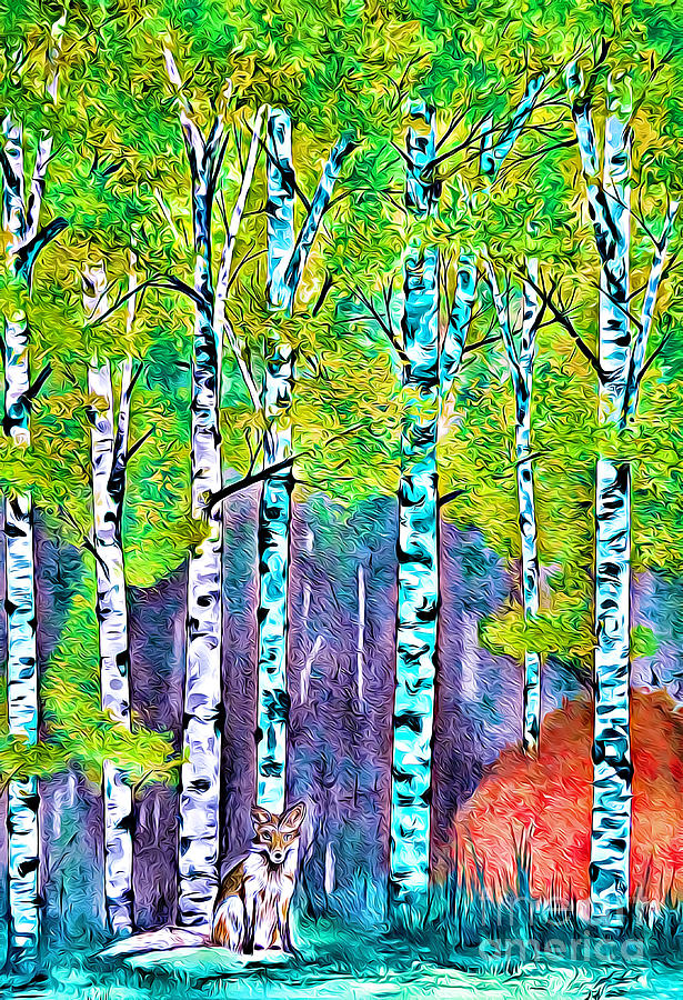 Fox and Woods Painting by Gary Martinek