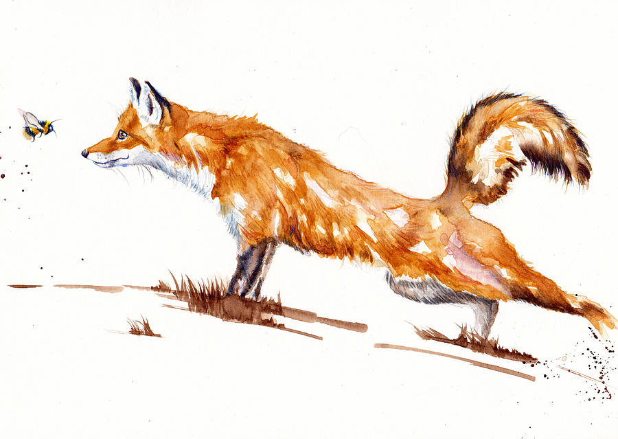 Fox - Bee Stealthy Painting by Debra Hall