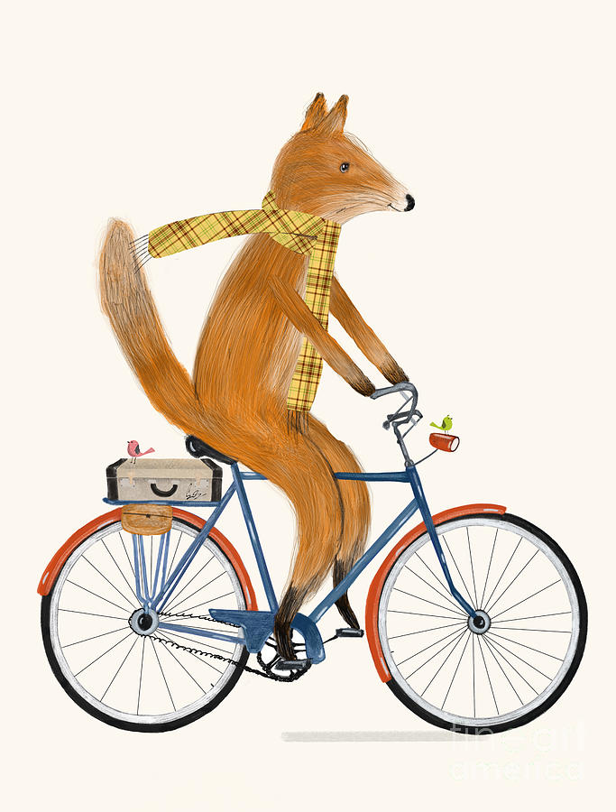Fox Bicycle Painting by Bri Buckley