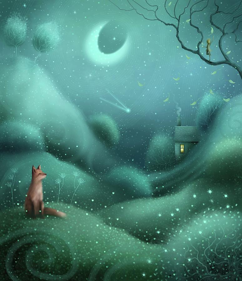 Fox, Fairy, Falling Leaves Painting by Joe Gilronan