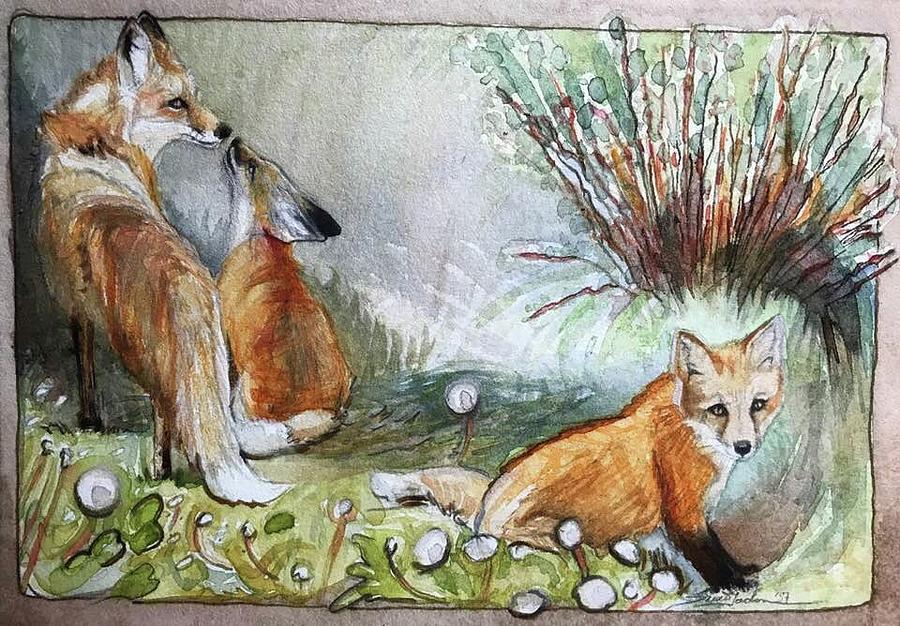 Fox Painting - Fox Family by Susie Gordon