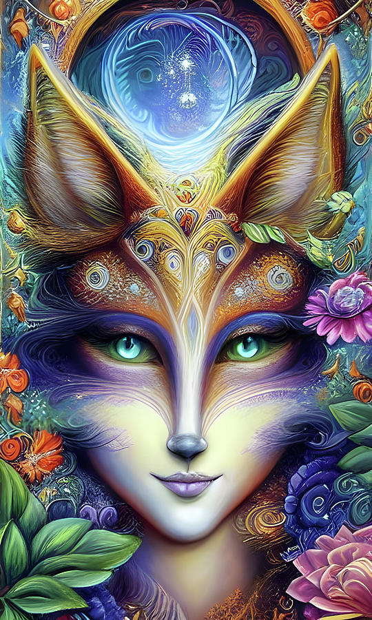 Fox Goddess Digital Art by Digital Art Cafe