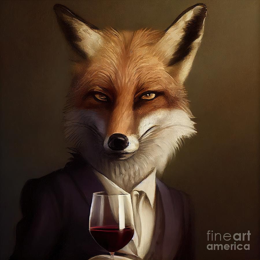 Wildlife Painting - Fox Having Drink by N Akkash