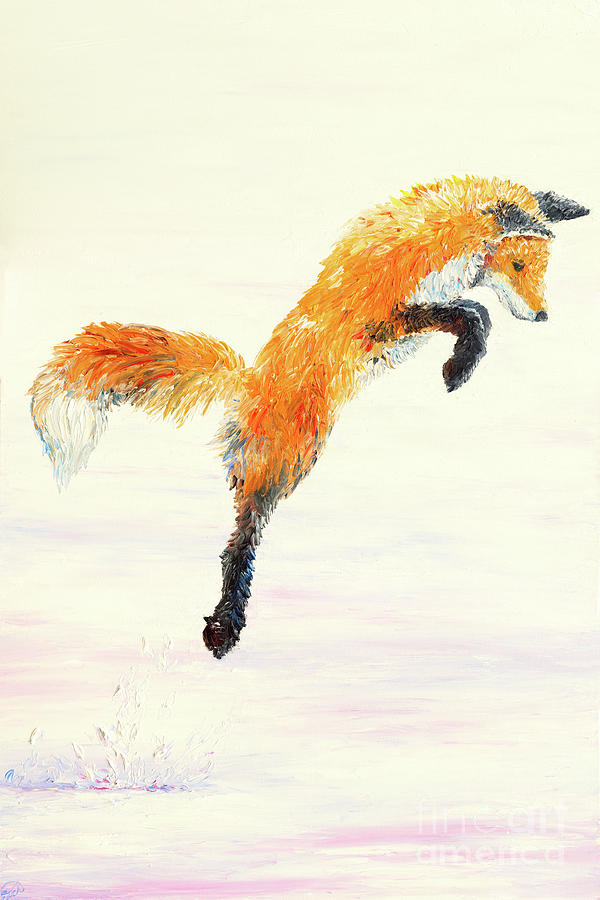 Fox Hunt- Leap Painting by Elizabeth Mordensky