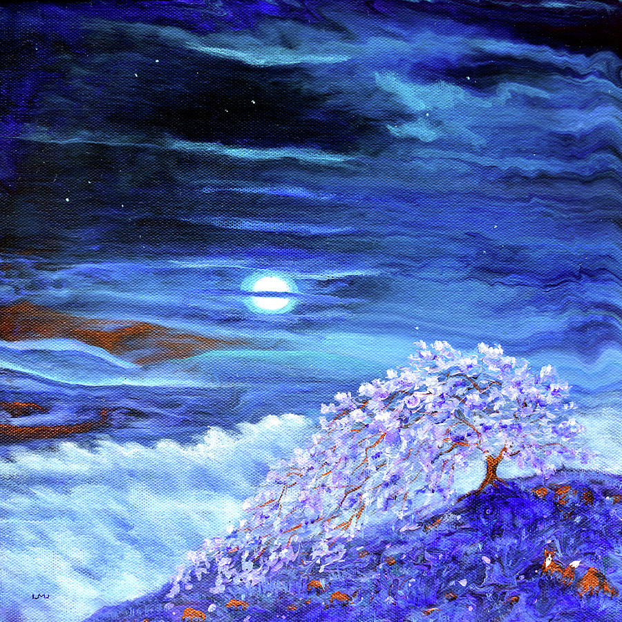 Fox In Purple Sakura Painting