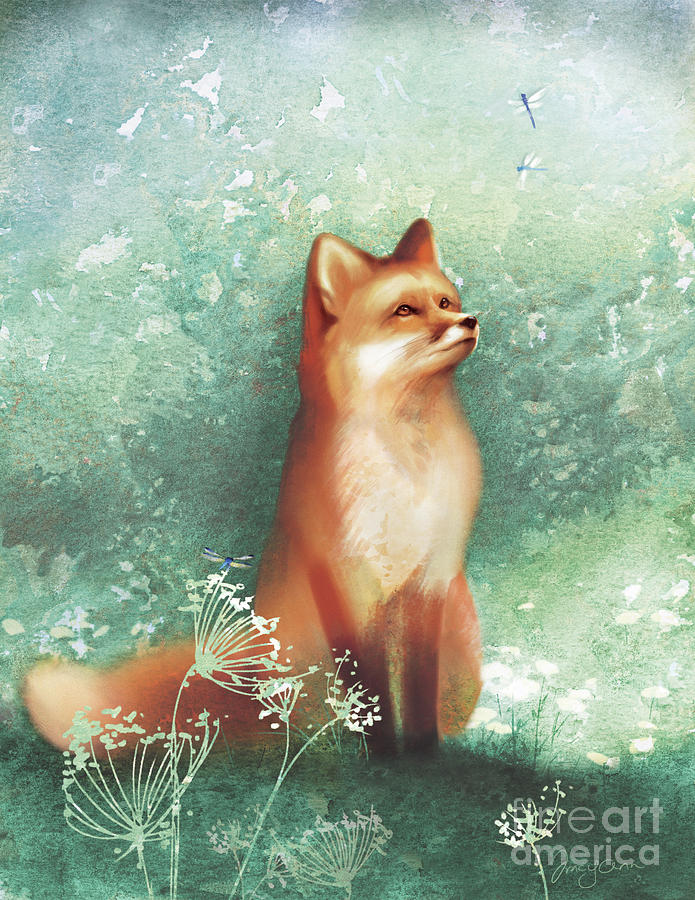 Fox in Summer Painting by Tracy Herrmann
