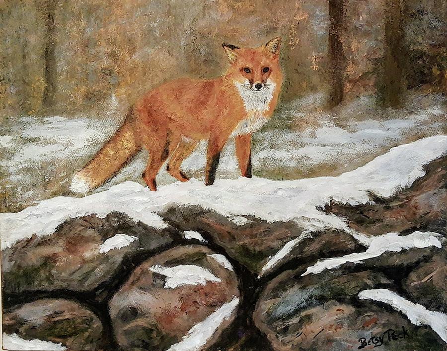 Fox in the Brush Painting by Betsy Peck - Fine Art America