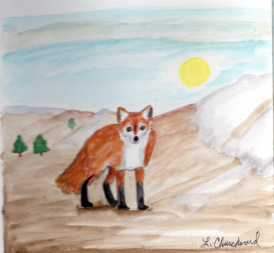 Fox in the cold Painting by Lois Churchward - Fine Art America