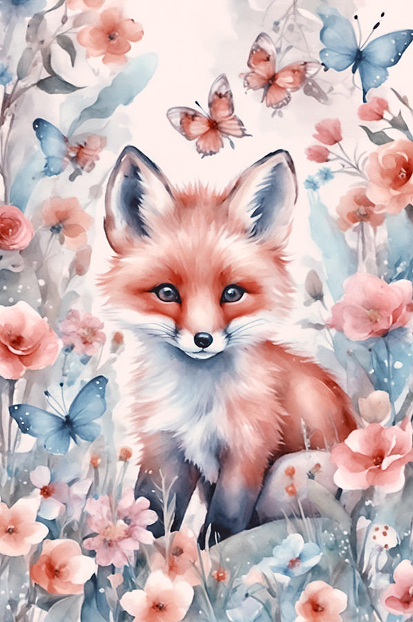 Nature Digital Art - Fox In The Garden by Manjik Pictures
