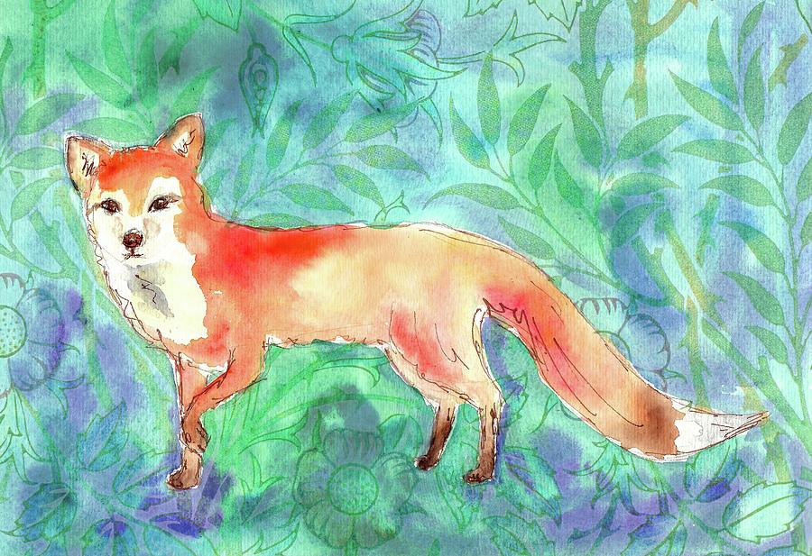 Fox in the Night Garden Painting by Zelda Tessadori