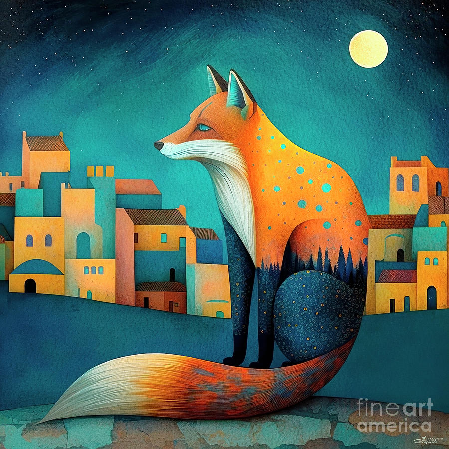 Fox in Town Digital Art by Jutta Maria Pusl