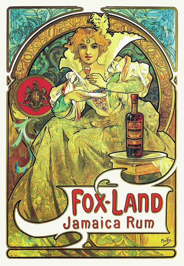 Fox-Land Jamaica Rum, 1897 Drawing by Alphonse Mucha Fox-Land Jamaica Rum, 1897 Drawing by Alphonse Mucha