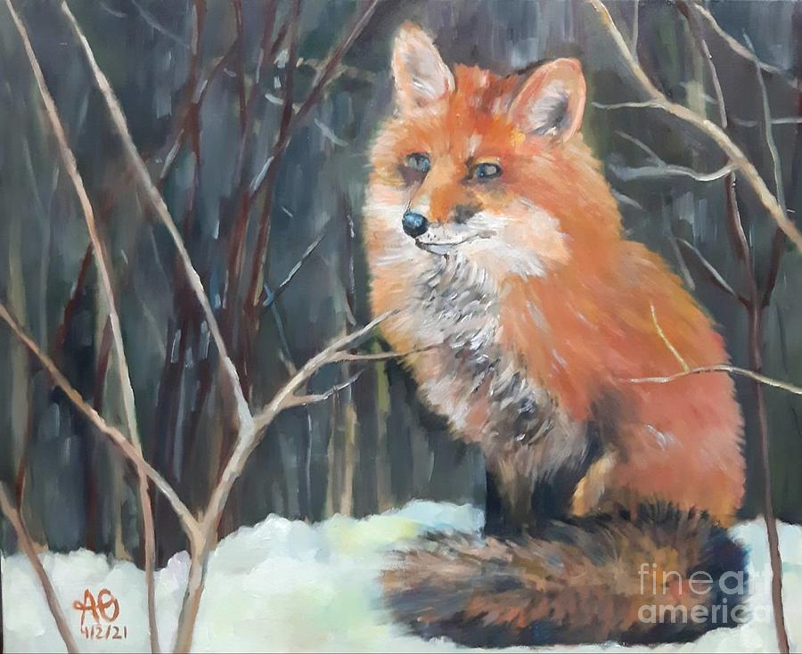 Fox Oil Paint Painting By Anisa Ozalp - Fine Art America