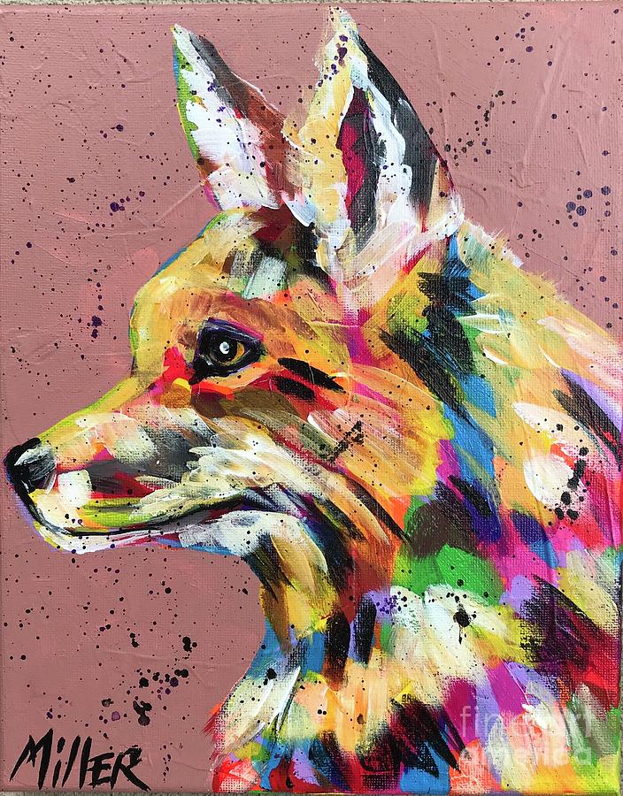 Fox on Alert Painting by Tracy Miller