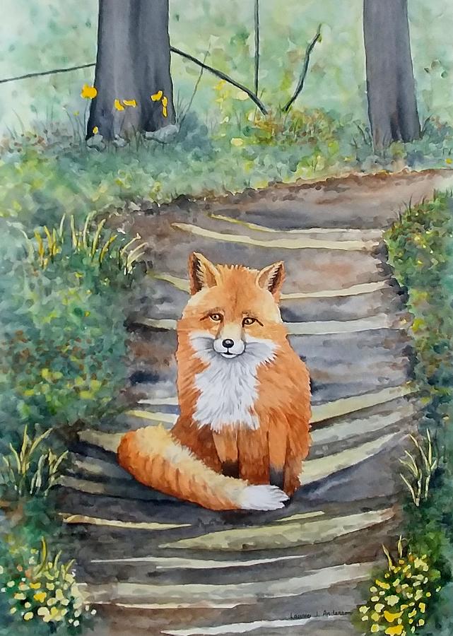 Fox Painting - Fox on the Trail by Laurie Anderson