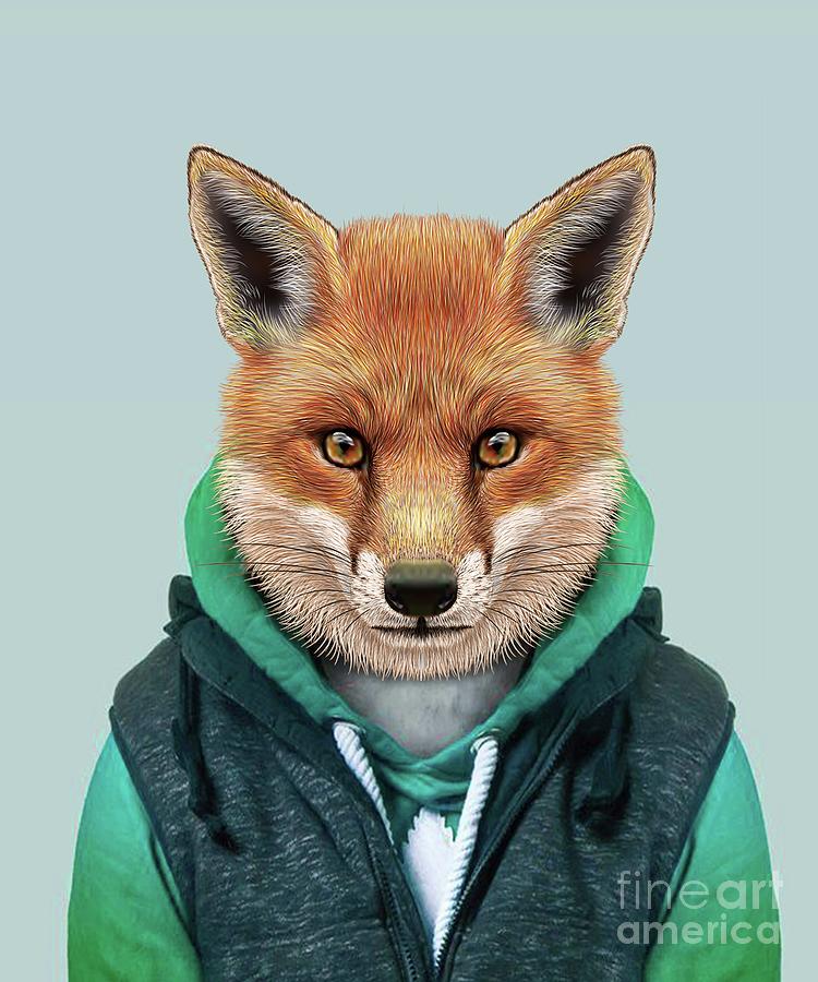 fox portrait digital art by trindira a pixels