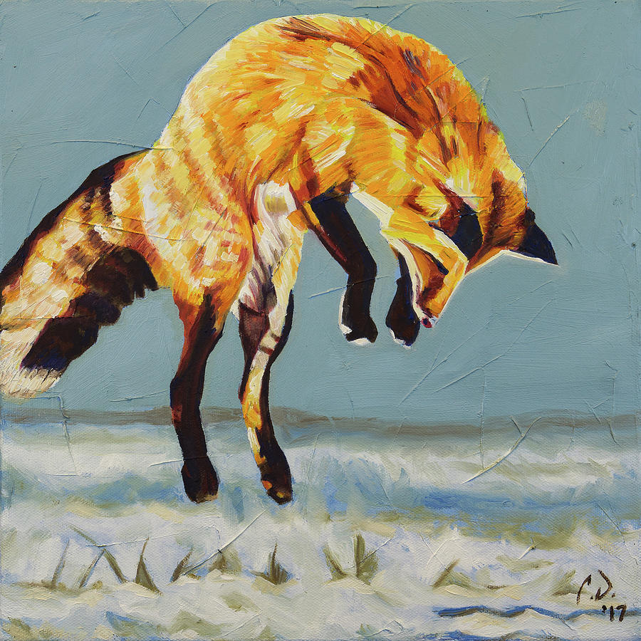 Landscape Painting - Fox Pounce - 2 by Cameron Dixon Landscape Painting - Fox Pounce - 2 by Cameron Dixon