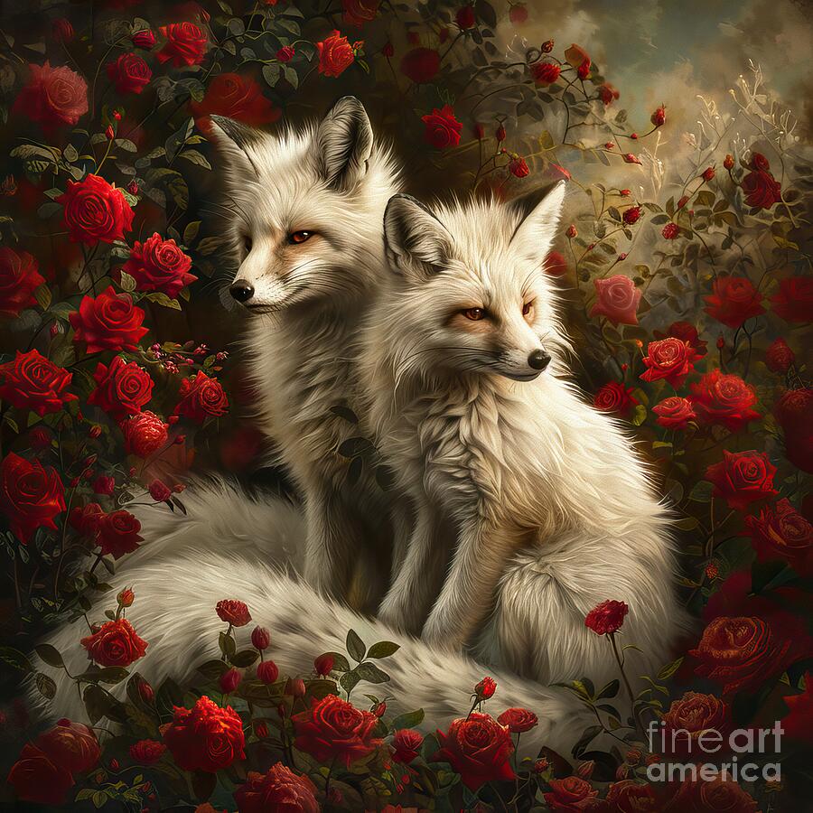 Fox Siblings Painting by Tina LeCour Fox Siblings Painting by Tina LeCour