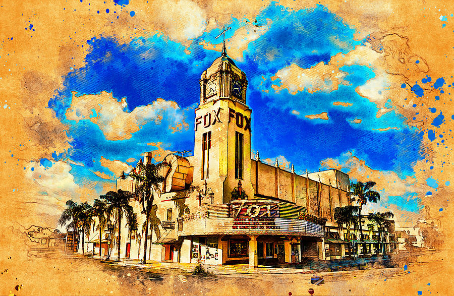 Fox Theater in Bakersfield, California - digital painting Digital Art by Nicko Prints