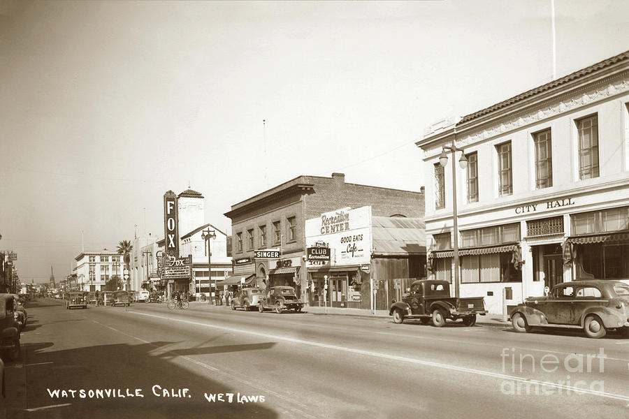 Two Blondes Photograph - Fox Theatre  Main Street, Watsonville,  1947 by Monterey County Historical Society