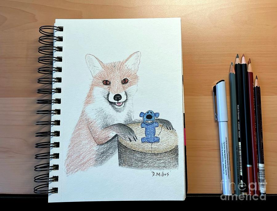 Fox Toy Sketch Day 1 Drawing by Donna Mibus
