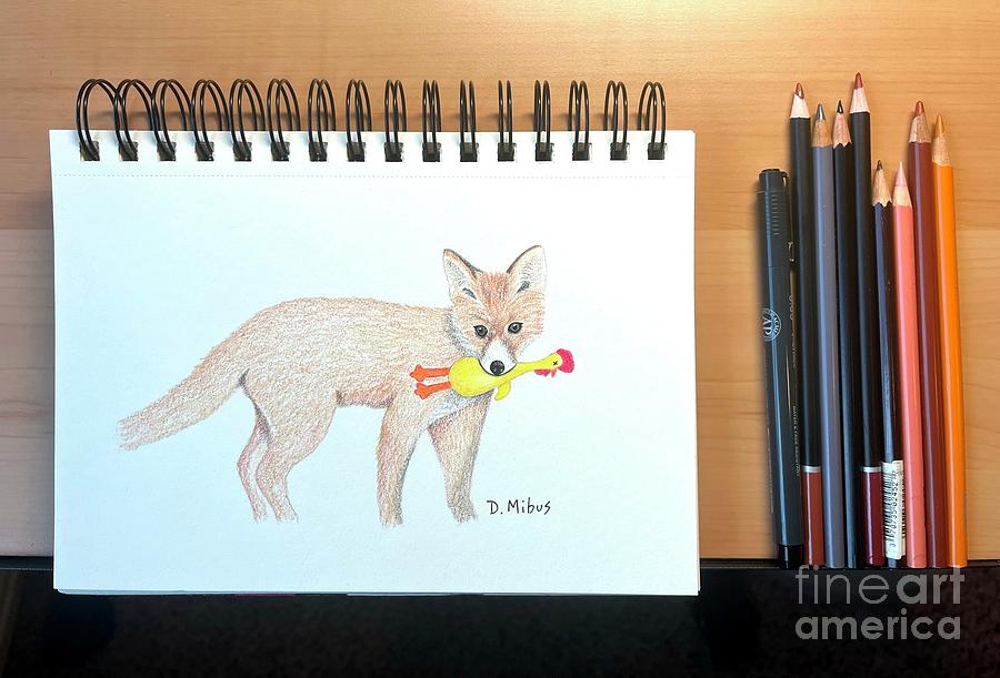 Fox Toy Sketch Day 3 Drawing by Donna Mibus