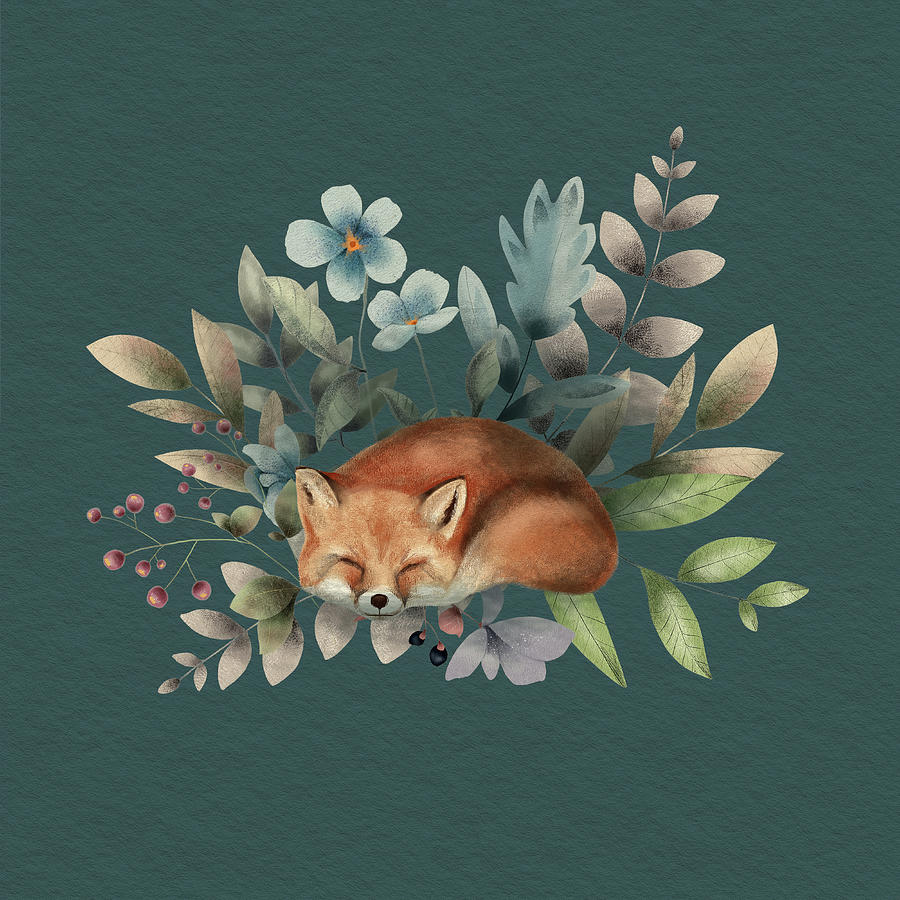 Fox With Flowers Painting by Garden Of Delights