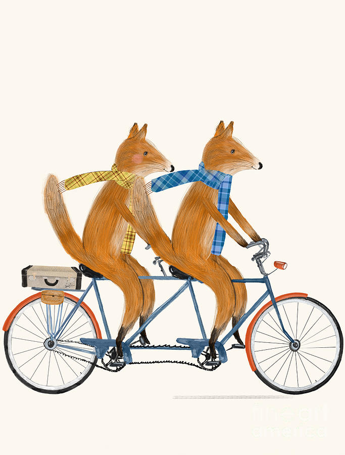 Fox Painting - Foxes Let Tandem by Bri Buckley