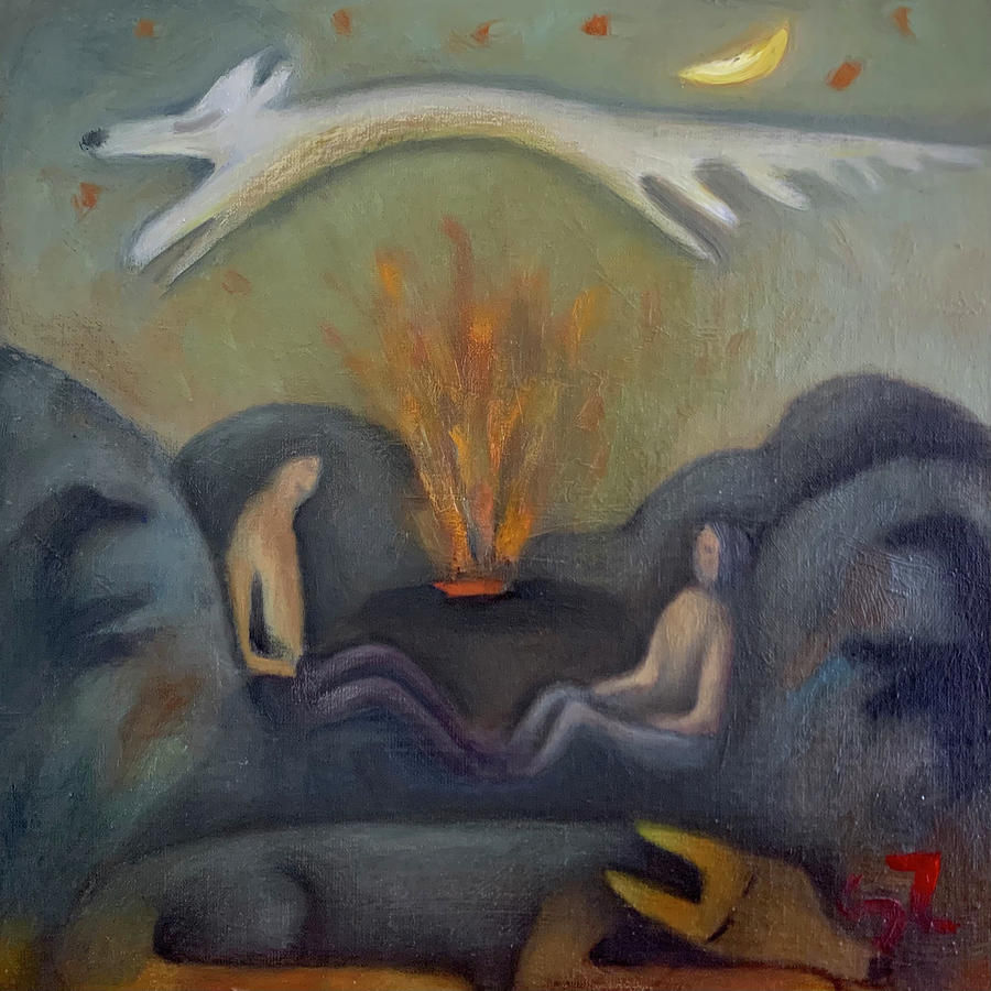 Foxfire moon Painting by Suzy Norris