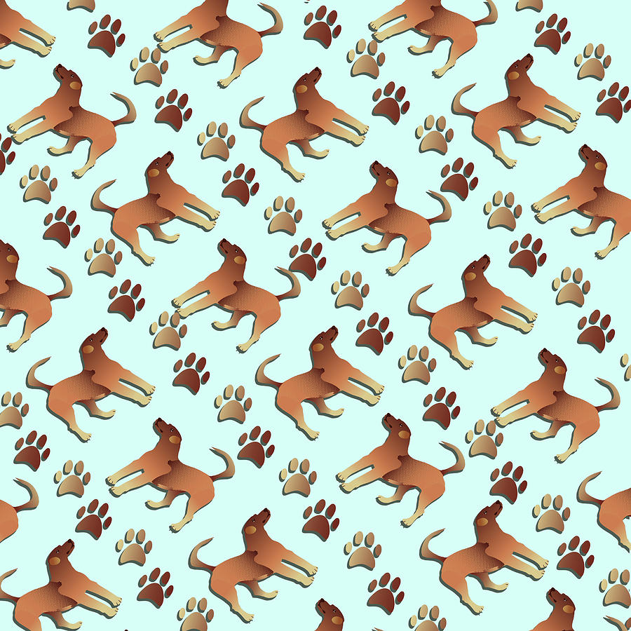 Foxhound and Paw Print Pattern Digital Art by Susannah Keegan - Fine ...