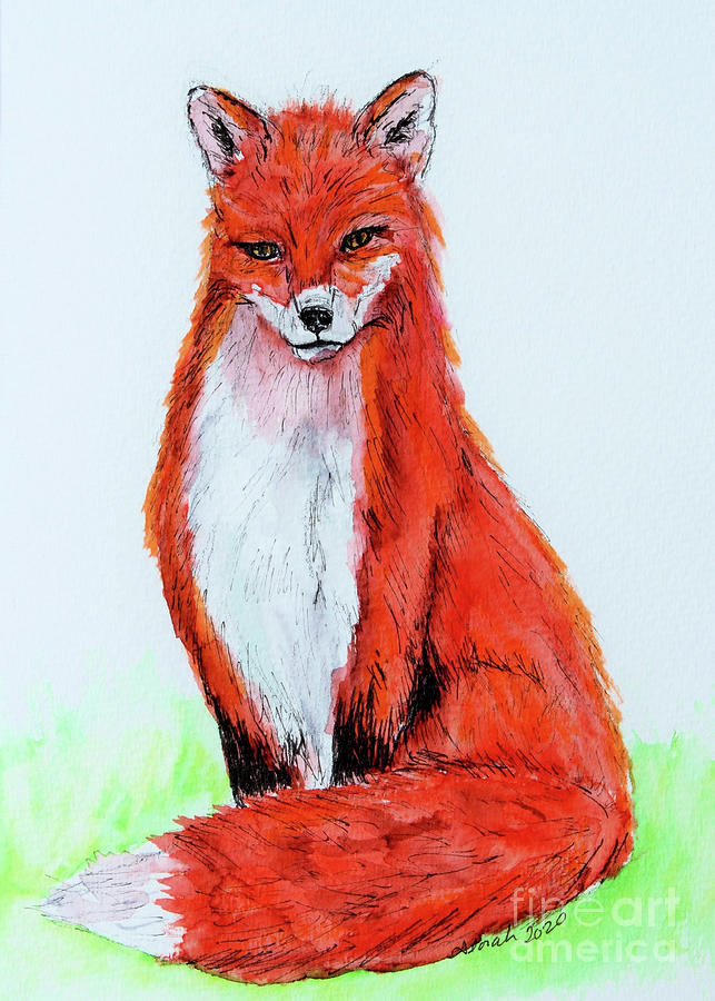 Foxie Painting by Lora Tout