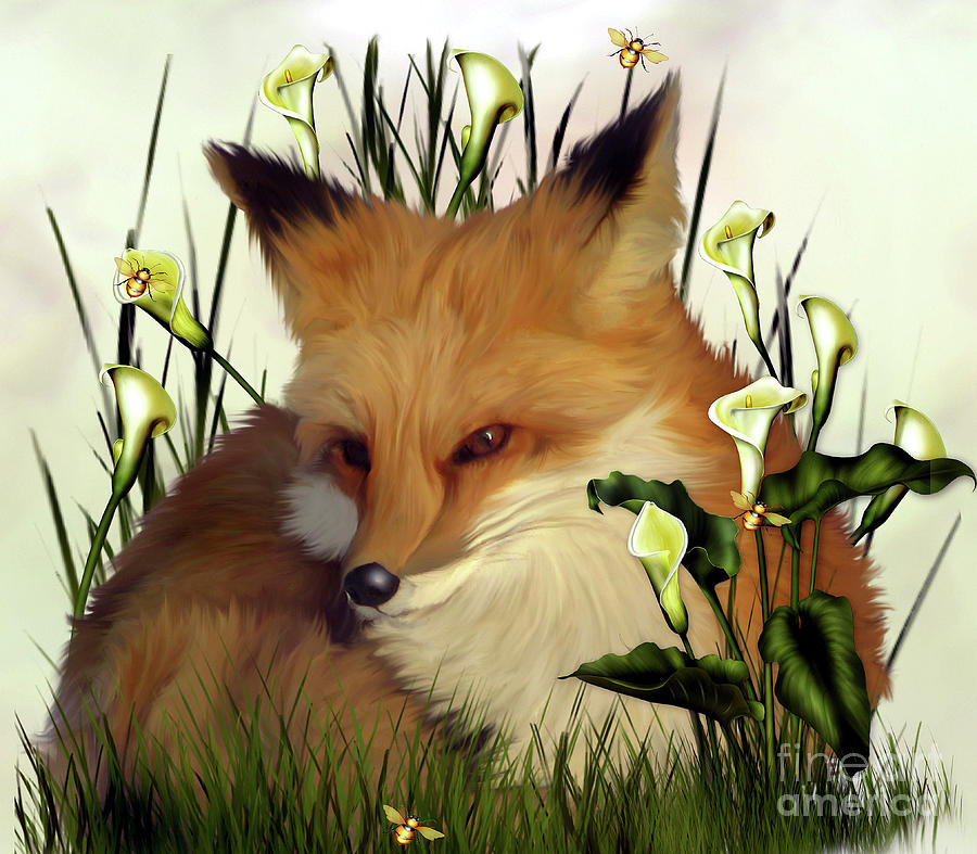 Foxy Digital Art by Elaine Manley