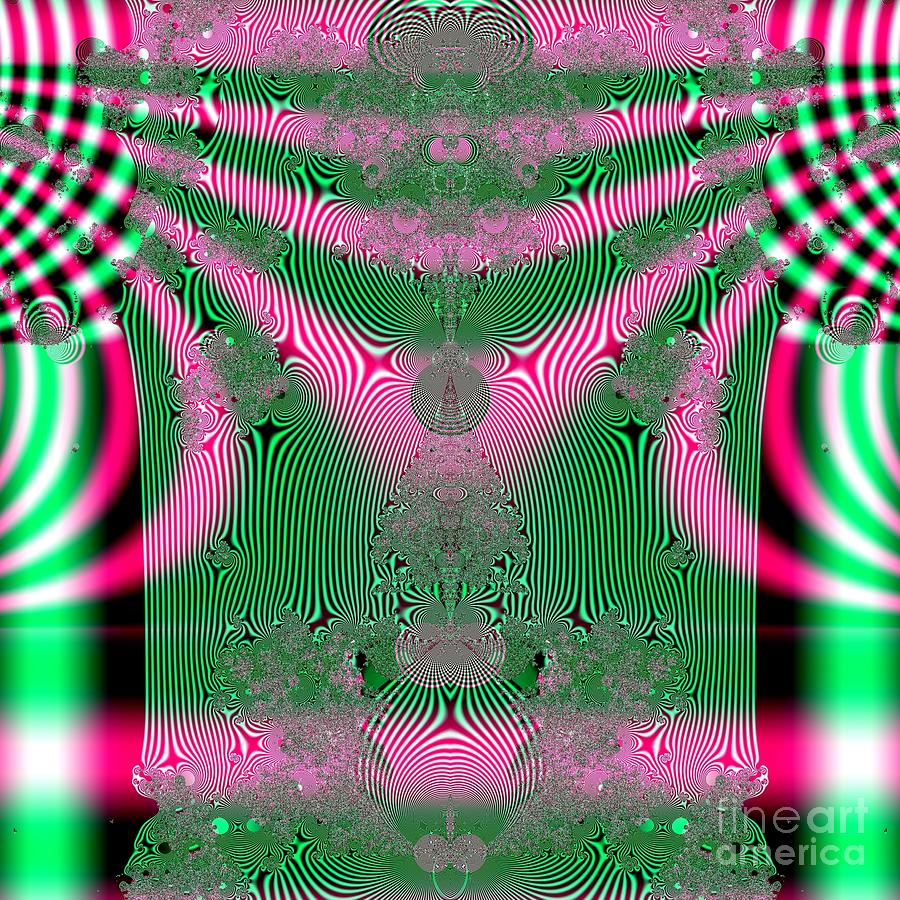 Fractal 34 Kimono in Pink and Green Digital Art by Rose Santuci-Sofranko