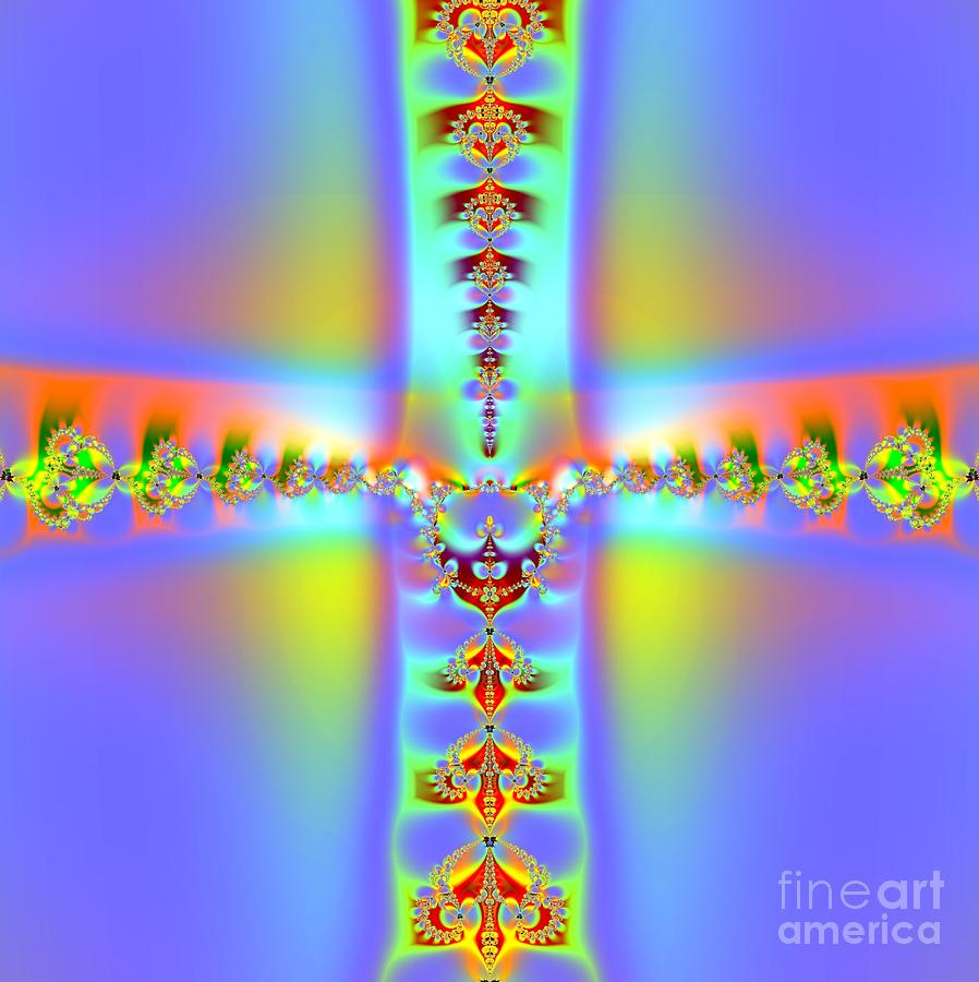 Crosses Digital Art - Fractal 7 Cross by Rose Santuci-Sofranko